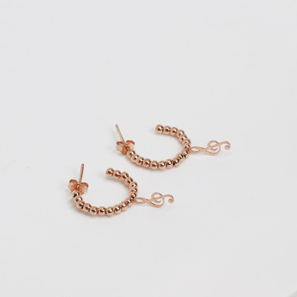 Sol Anahtarı Rose Gold Kaplama Gümüş Küpe