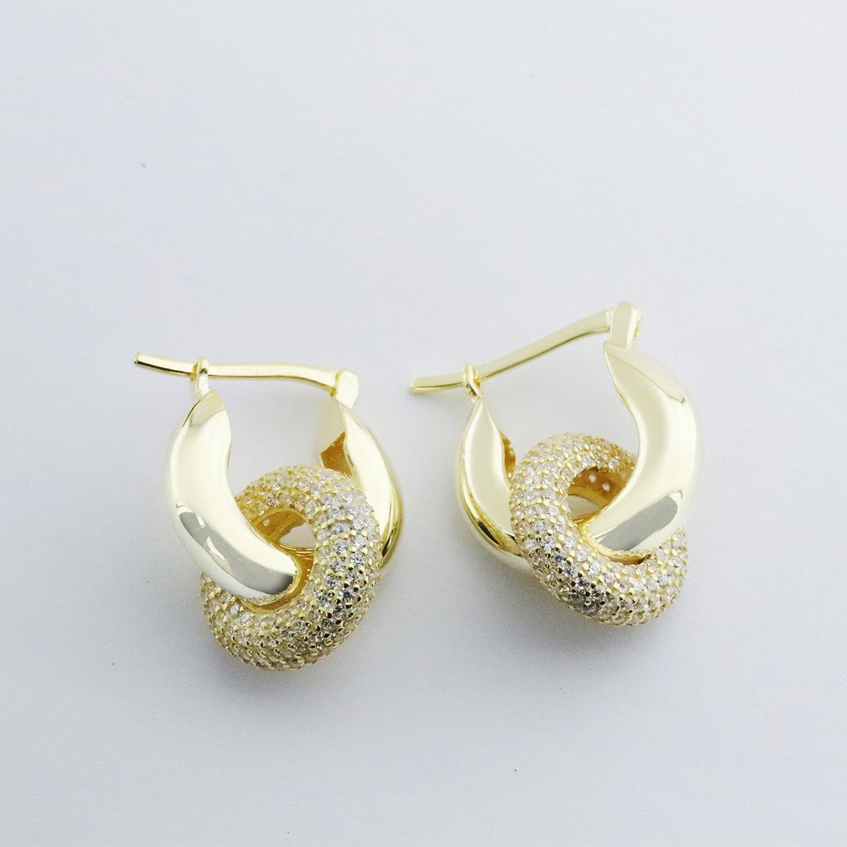 Tiff Model Gold Kaplama 925 Ayar Gümüş Küpe