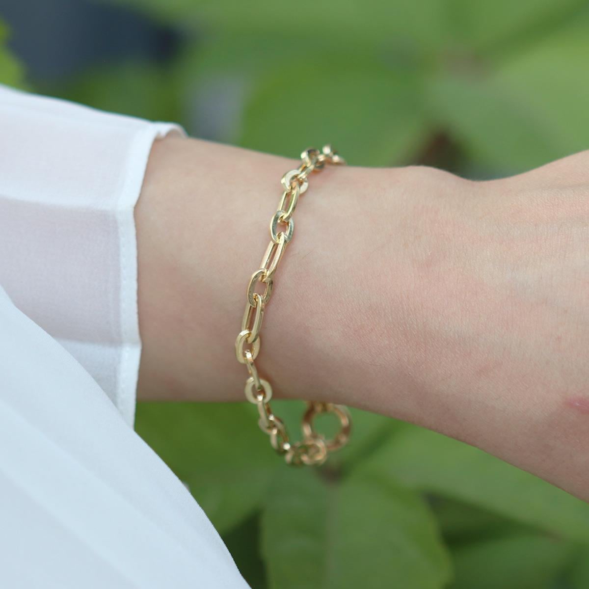 Trend Geçme Zincirli Gold Kaplama Hallow Bileklik