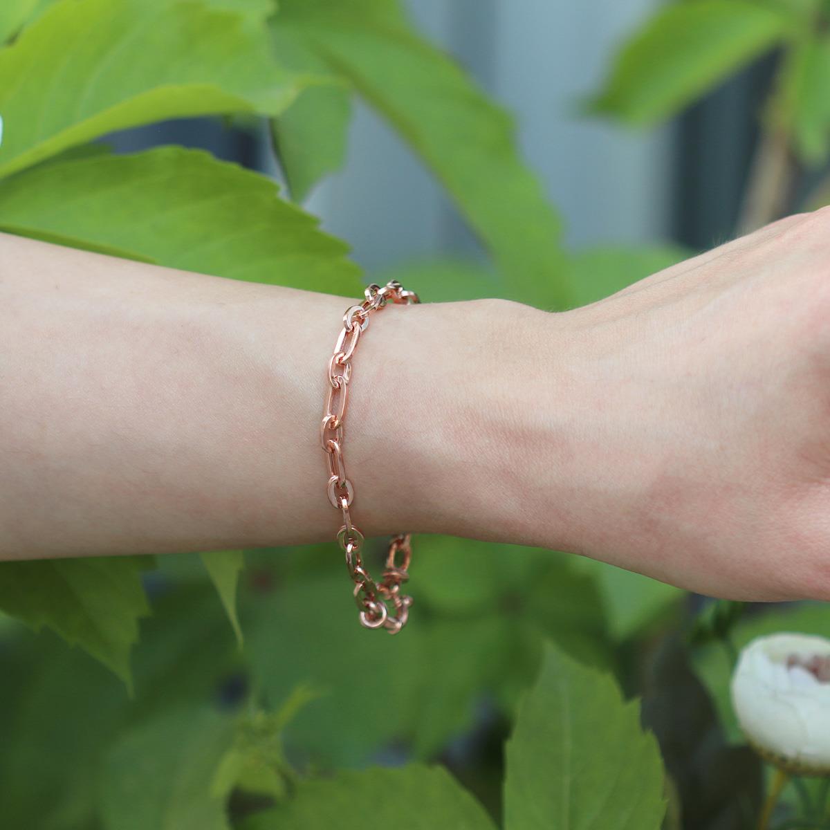 Trend Geçme Zincirli Rose Gold Kaplama Hallow Bileklik