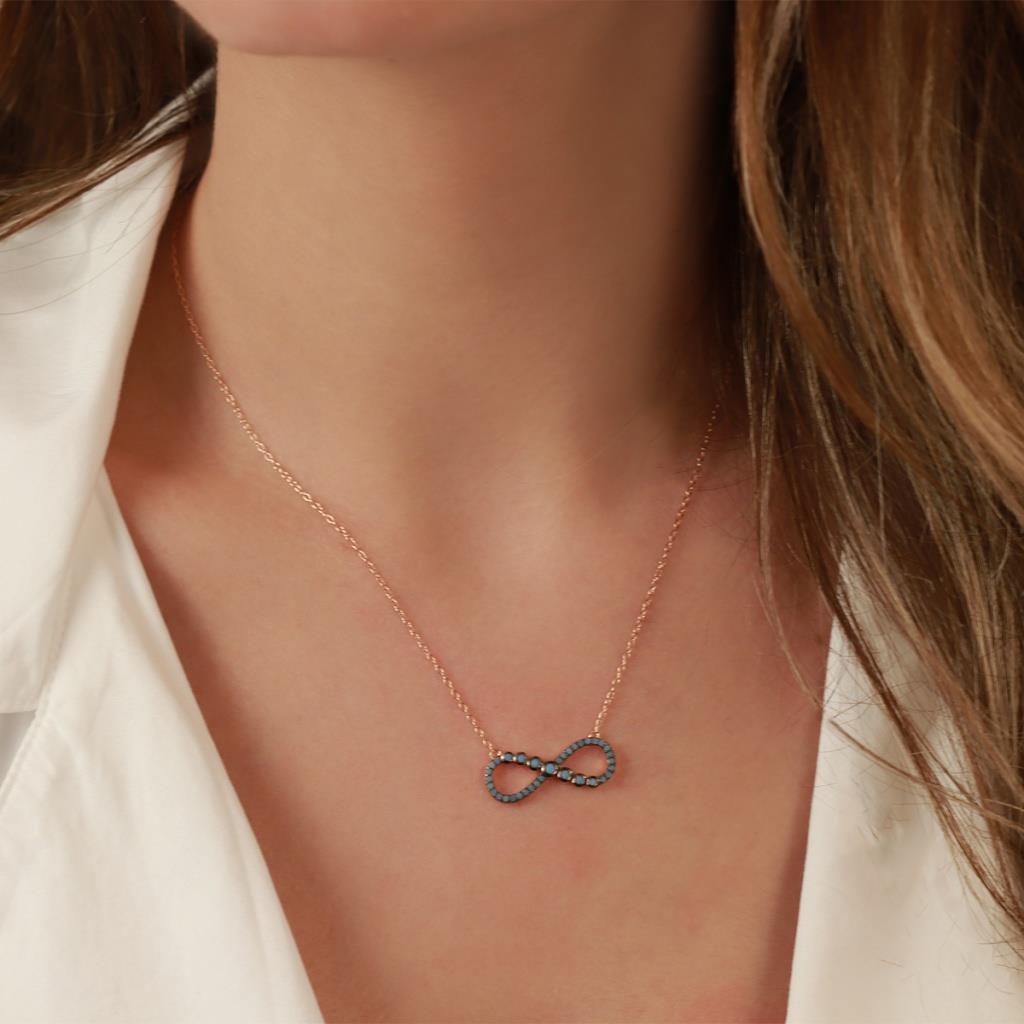 Turkuaz Taşlı Sonsuzluk Rose Gold Kaplama Gümüş Kolye