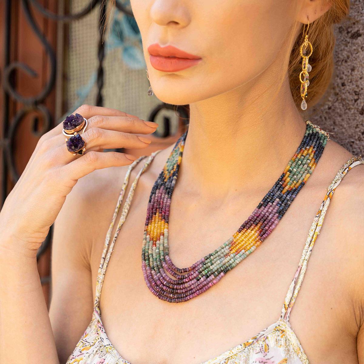 Turmalin Taşlı 7 Sıra Doğal Taş Gerdanlık