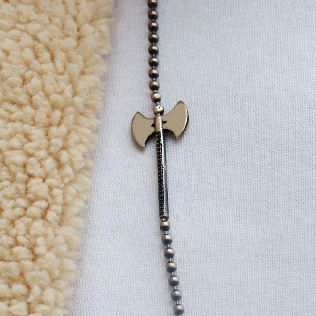 Zirkon Taşlı Balta Gümüş Erkek Kolye