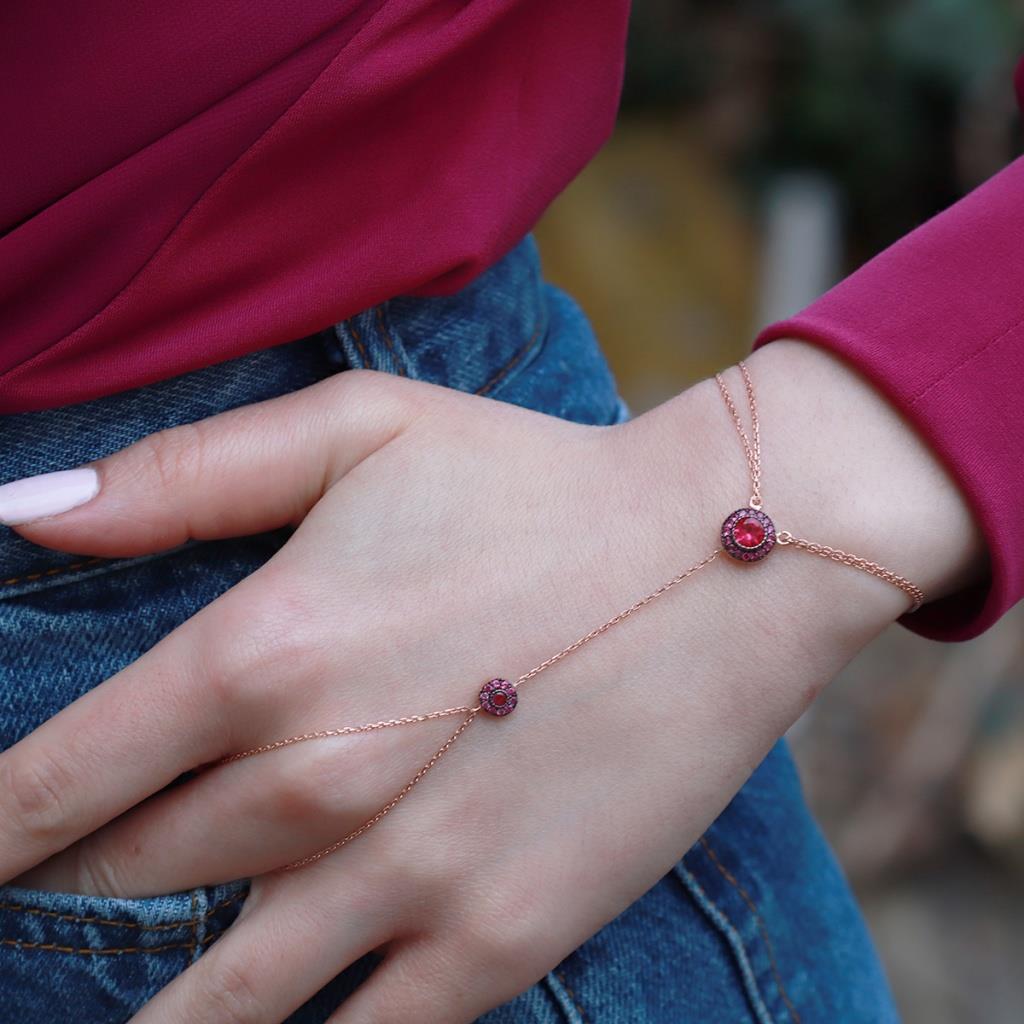Zirkon Taşlı Elmas Montür Rose Gold Kaplama Gümüş Şahmeran