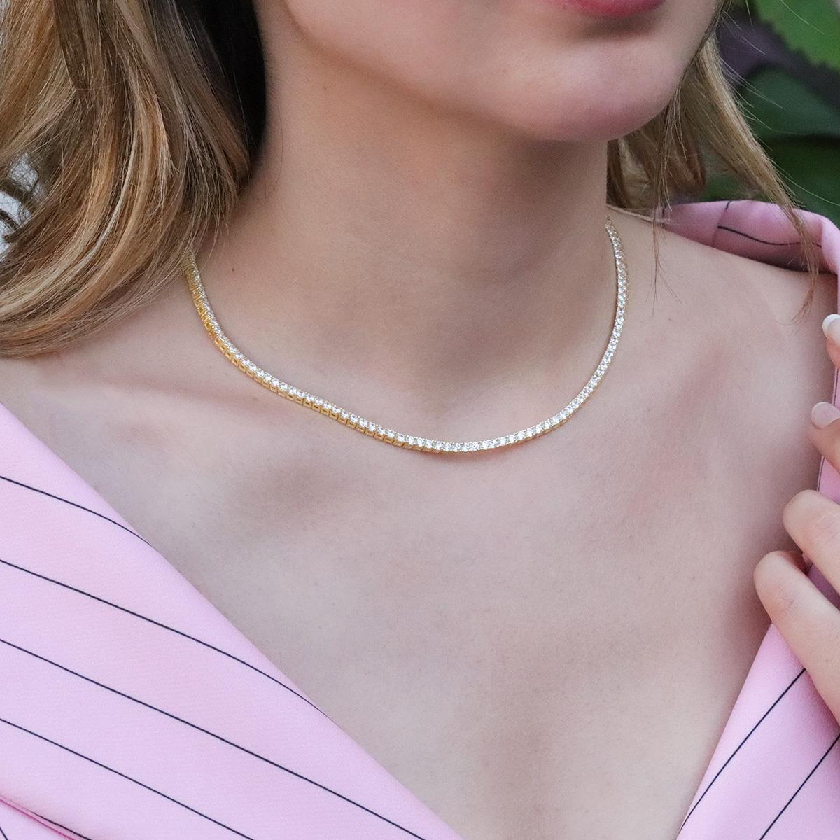 Zirkon Taşlı Gold Kaplama Su Yolu Gümüş Set