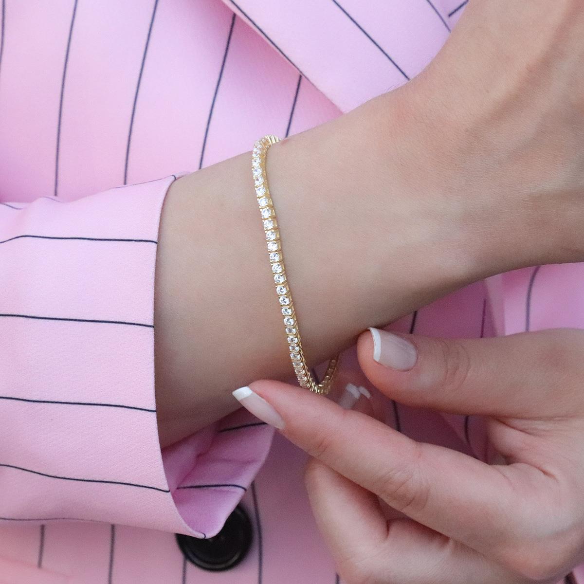 Zirkon Taşlı Gold Kaplama Su Yolu Gümüş Set
