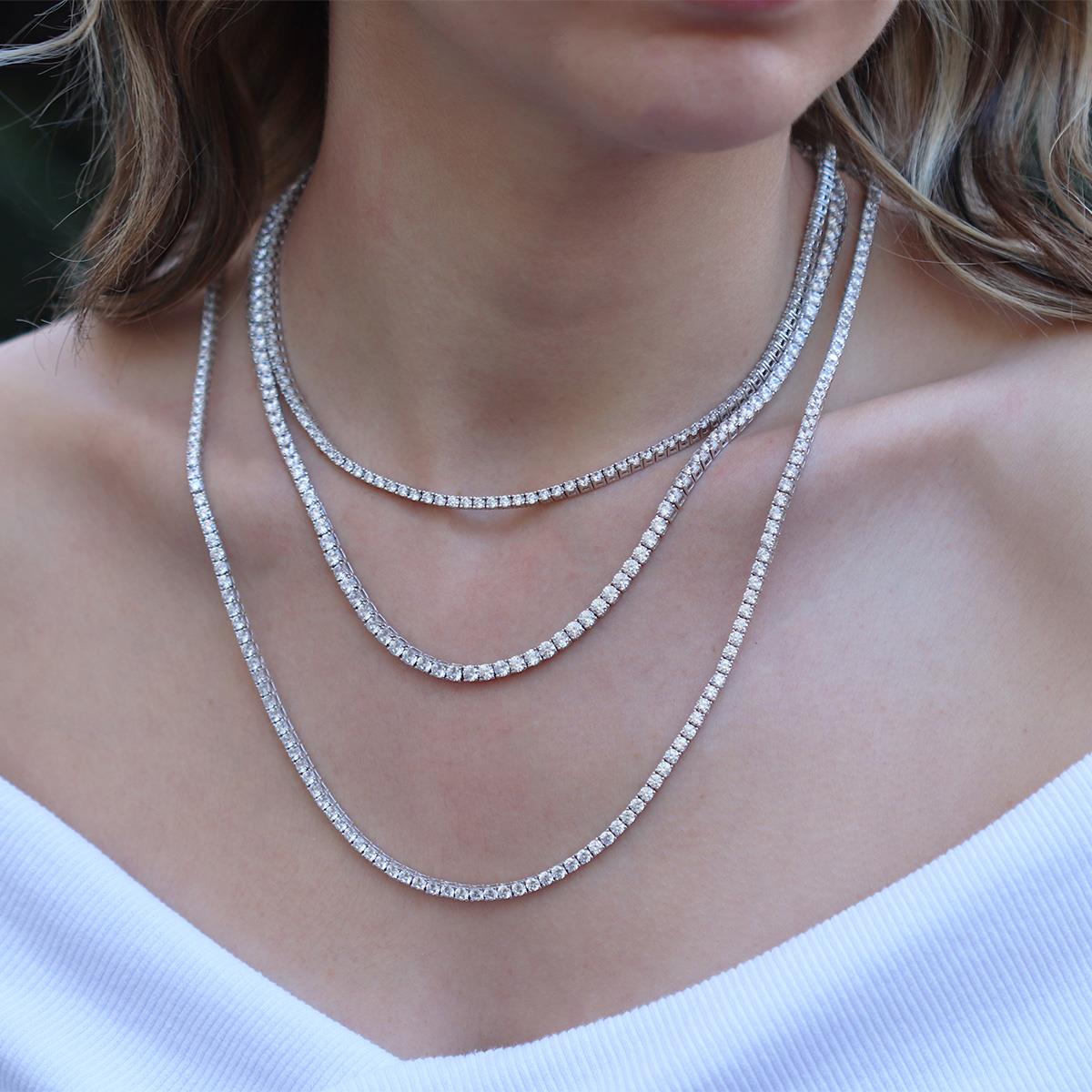 Zirkon Taşlı Su Yolu Gümüş Kolye