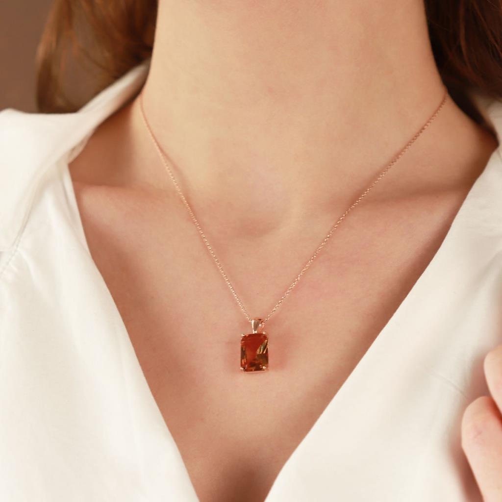 Zultanit Taşlı Emerald Kesim Rose Gold Kaplama Gümüş Set