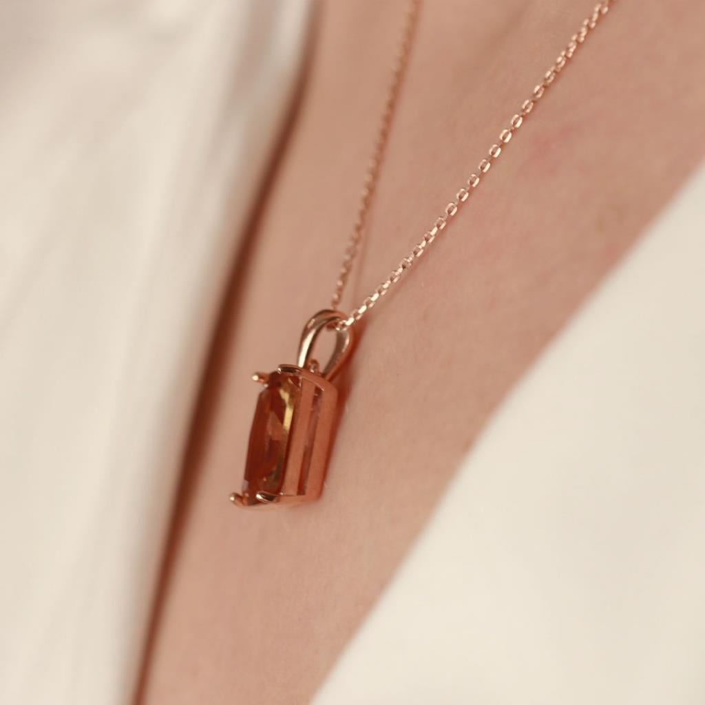 Zultanit Taşlı Emerald Kesim Rose Gold Kaplama Gümüş Set