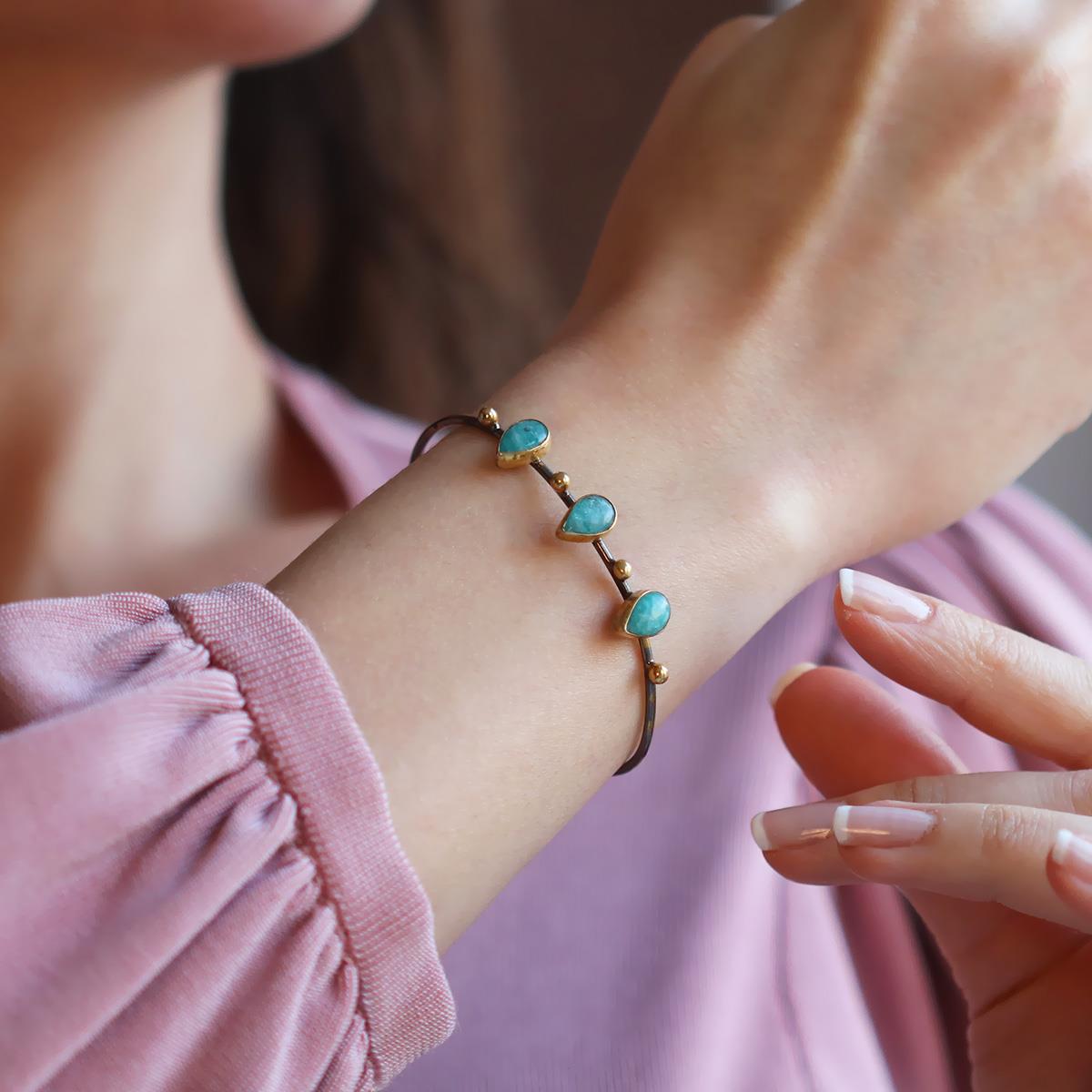 Aquamarine Damla Otantik Kelepçe