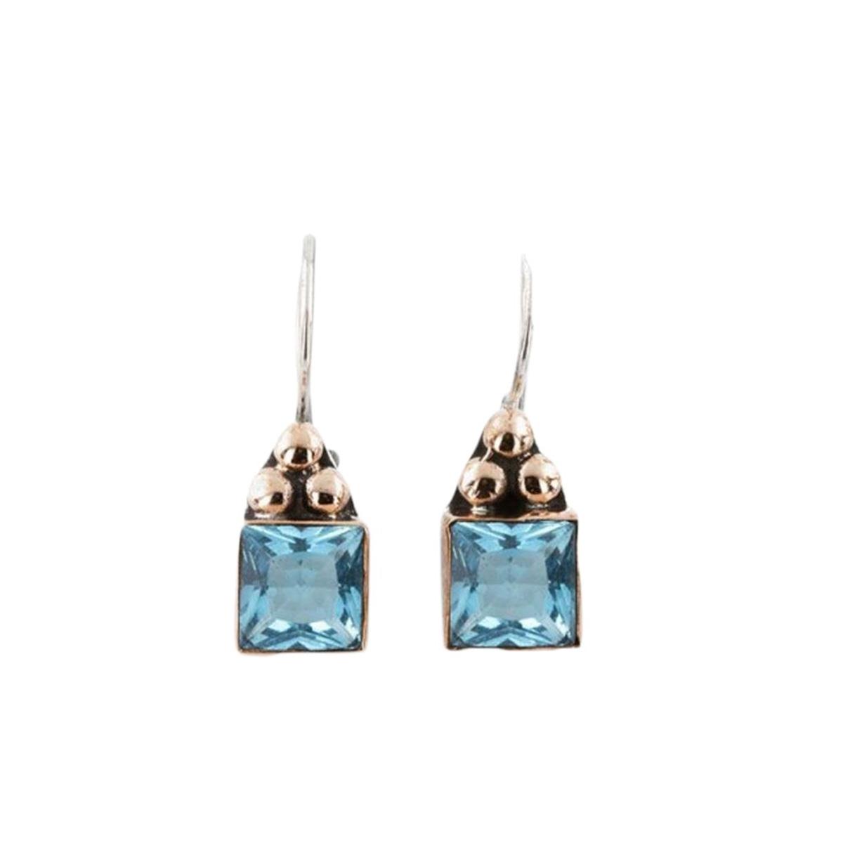 Aquamarine Taşlı Gümüş Otantik Küpe