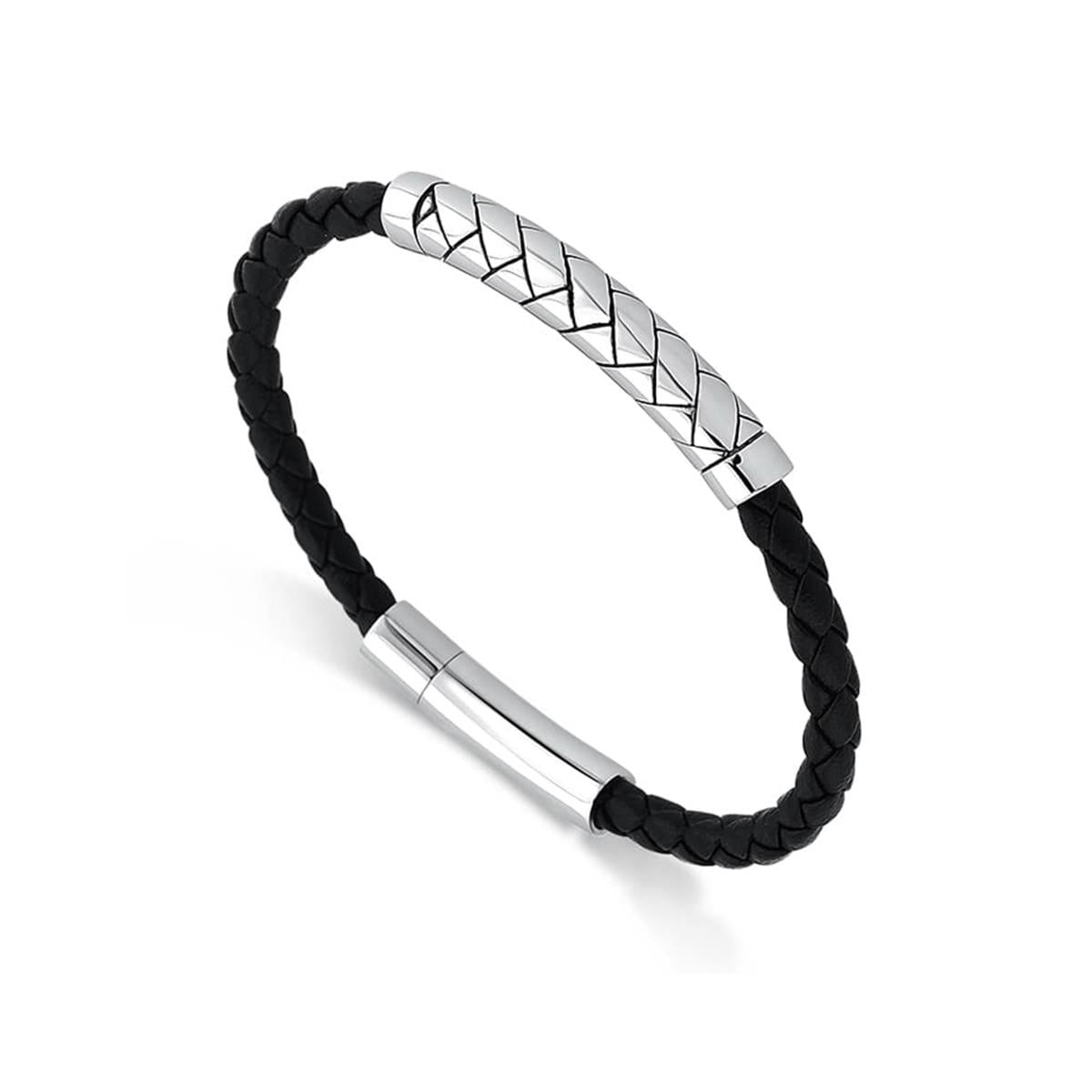 ARS002 Erkek Deri Çelik Bileklik