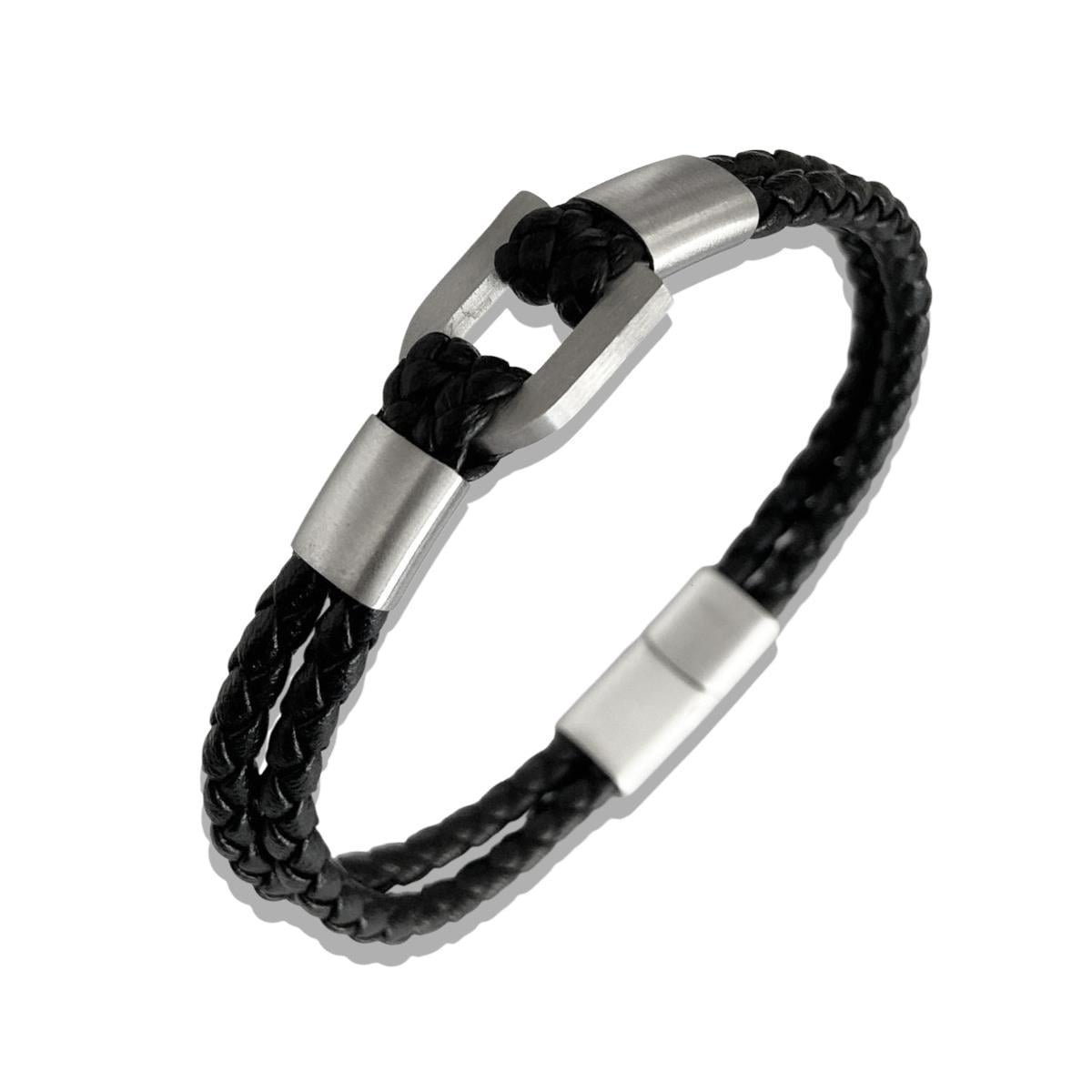 ARS183 Erkek Deri Çelik Bileklik