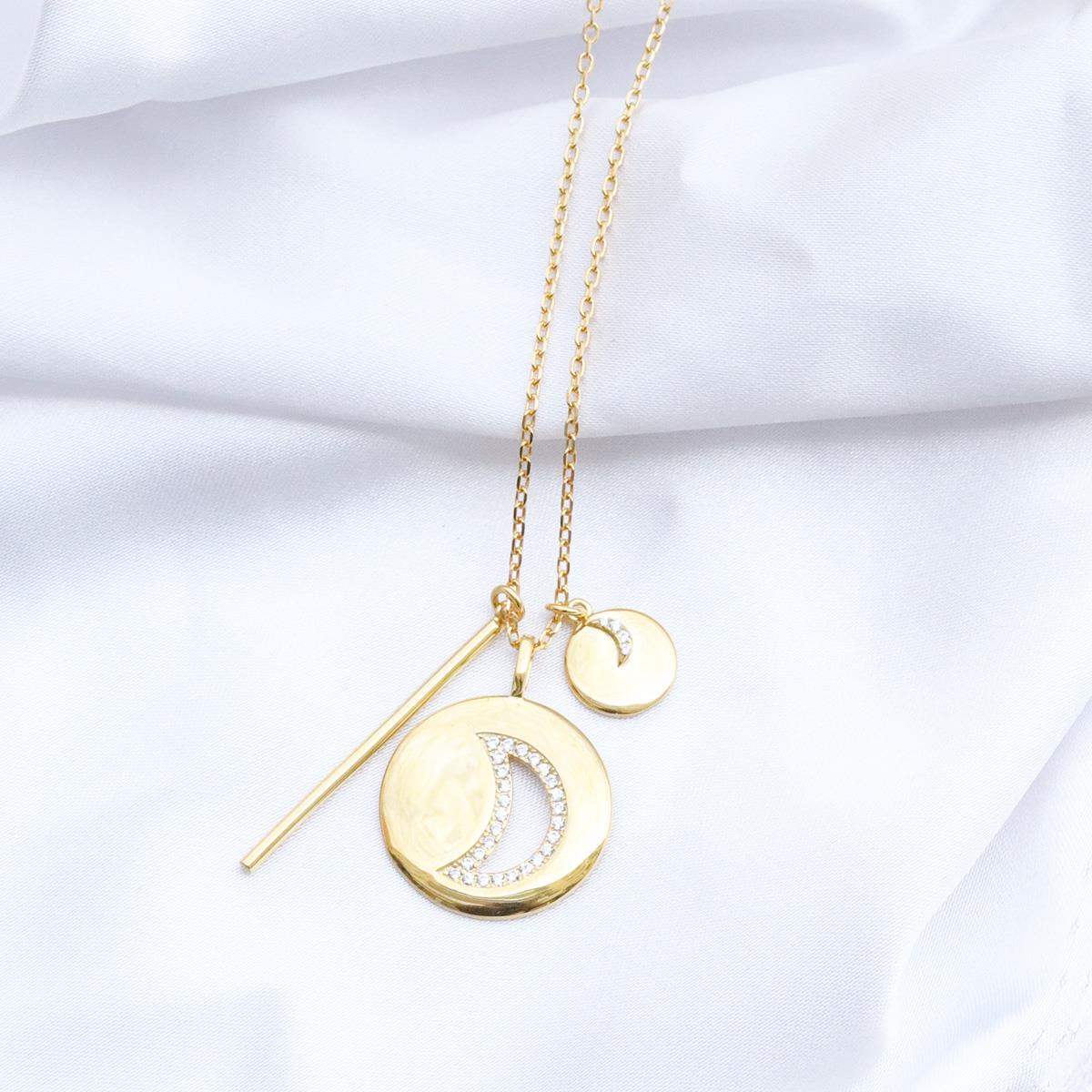 Ay Modeli Gold Kaplama Gümüş Kolye