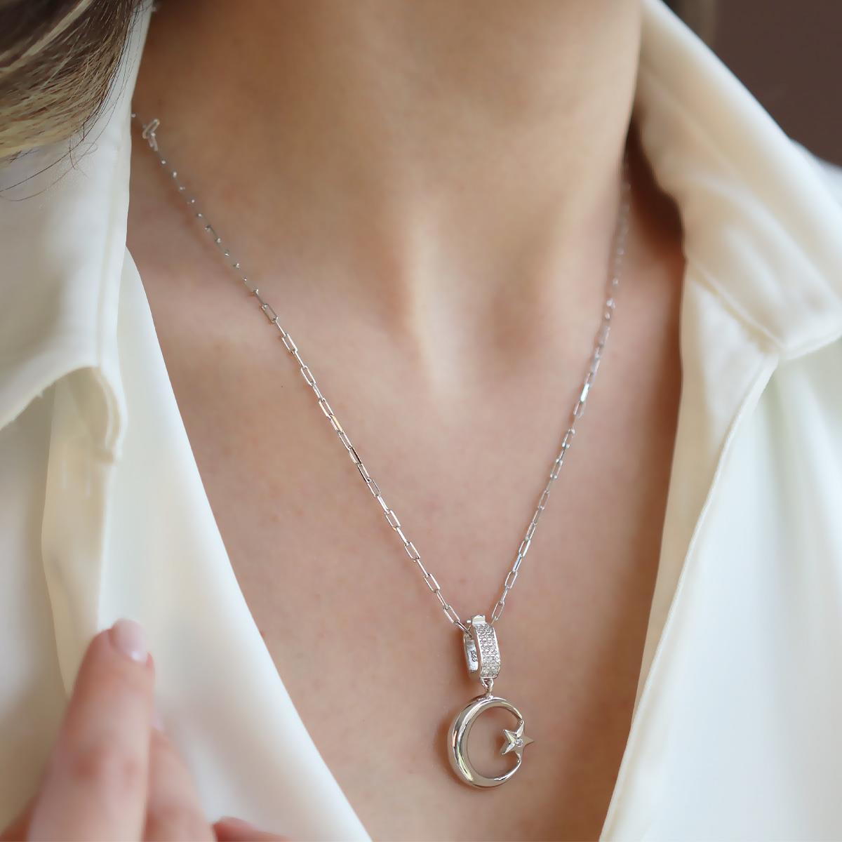 Ay Yıldız Charm Trend Gümüş Kolye
