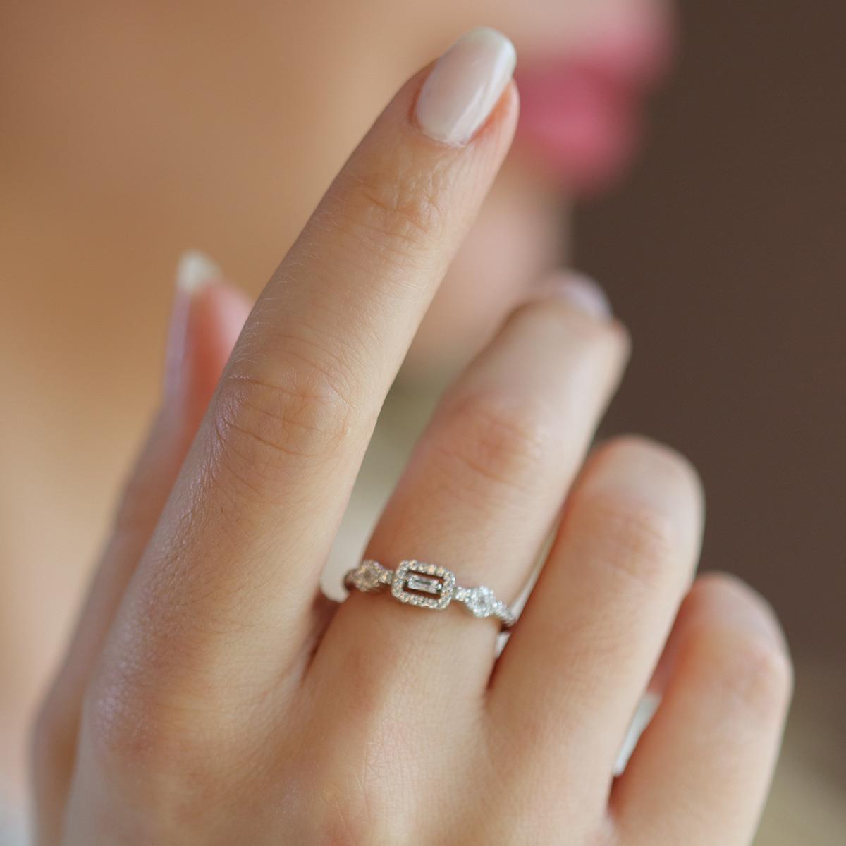 Baget Sarkıt Modeli Zirkon Taşlı Gümüş Set 