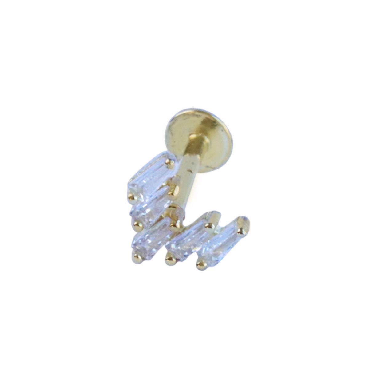 Baget Taşlı Gümüş Gold Tragus