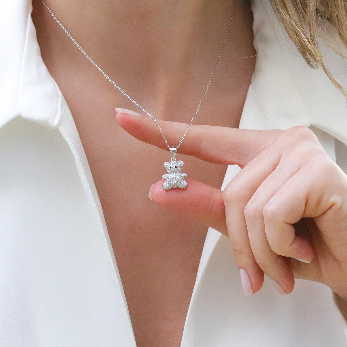 Bear Zirkon Taşlı Gümüş Set