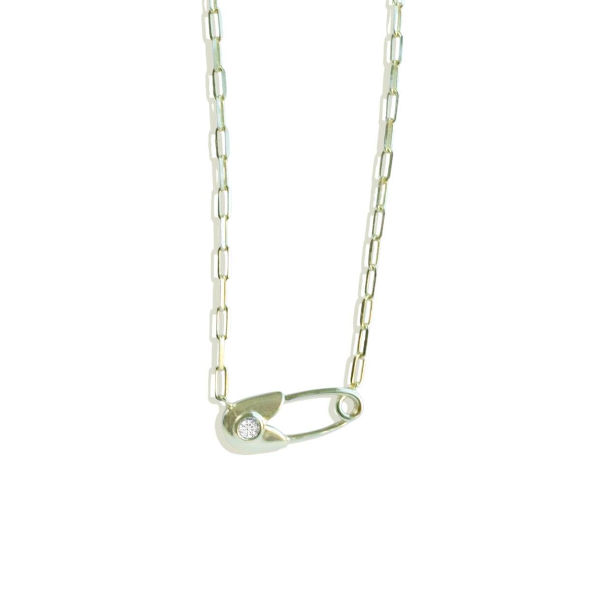 Çengelli İğne Trend Gold Gümüş Kolye