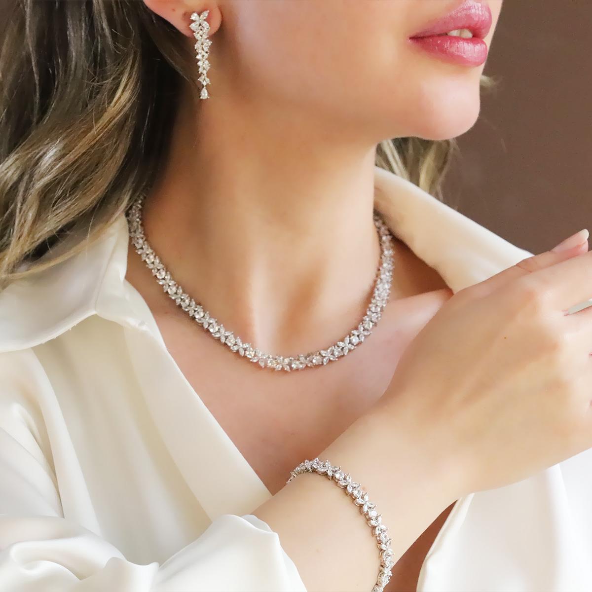 Çiçek Zirkon Taşlı Su Yolu Set