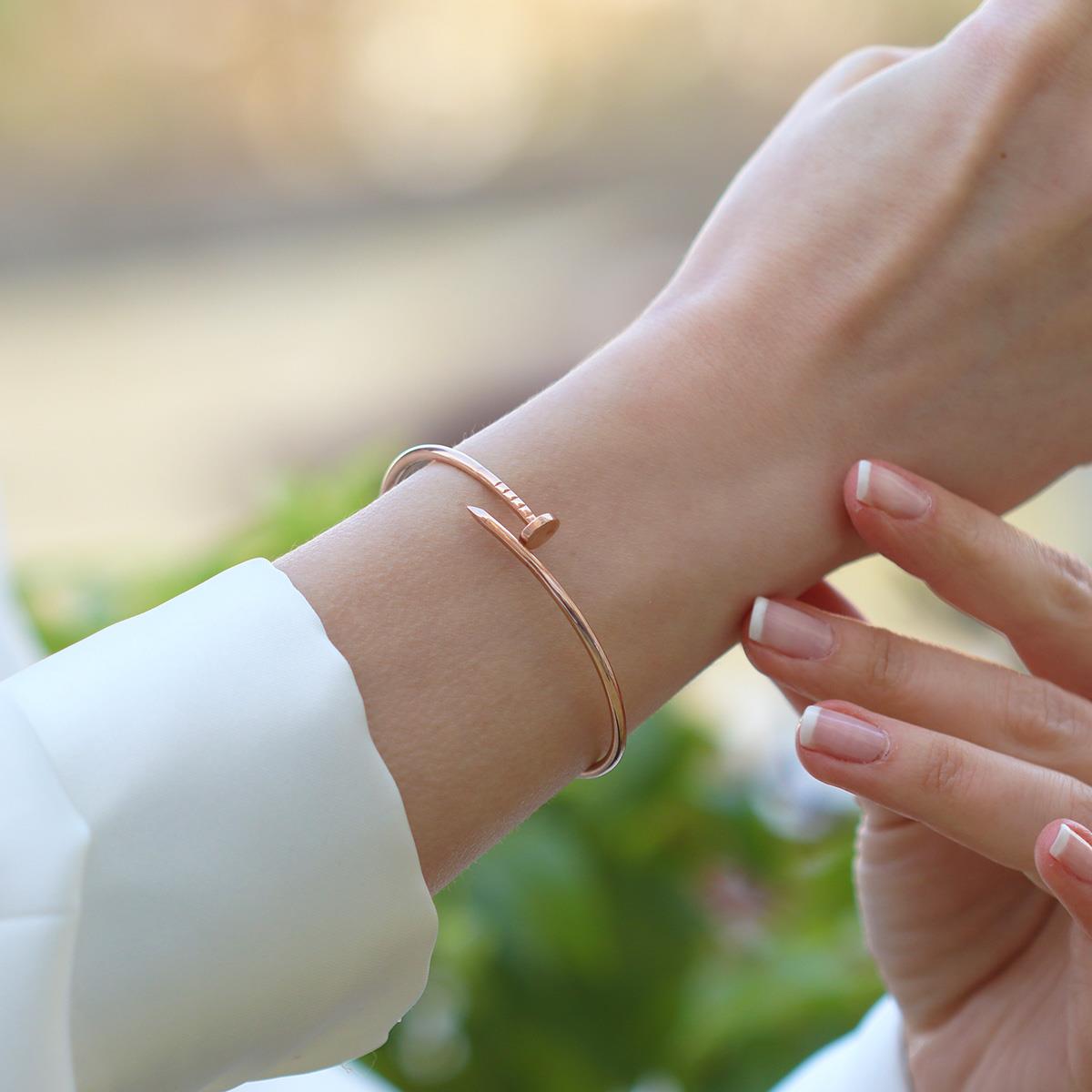 Çivi Rose Gold Gümüş  Kelepçe