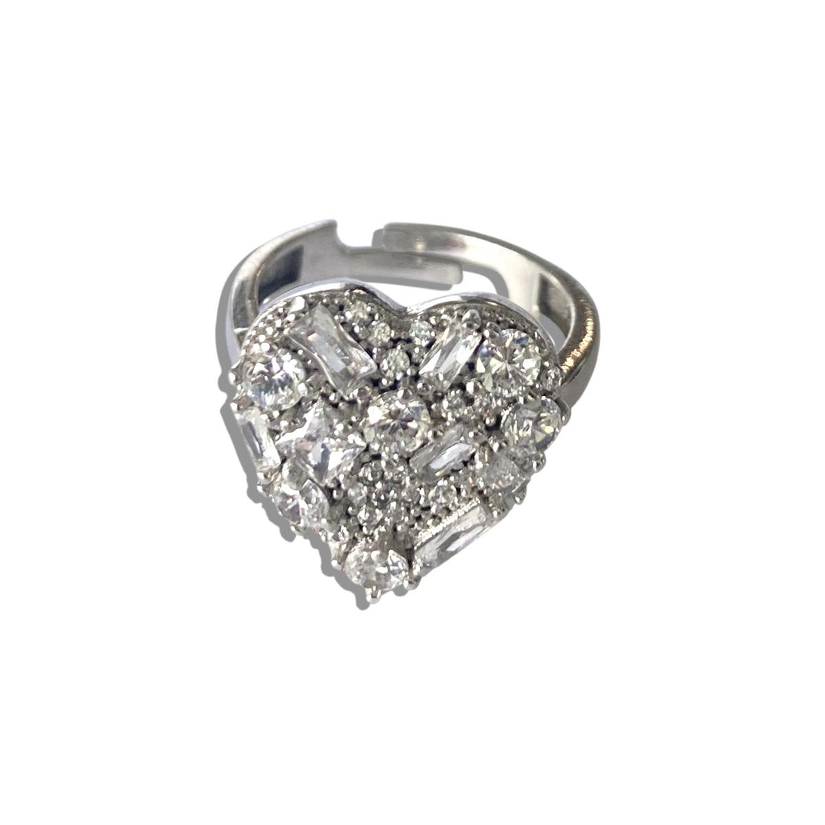 Çoktaşlı Kalp Gümüş Yüzük