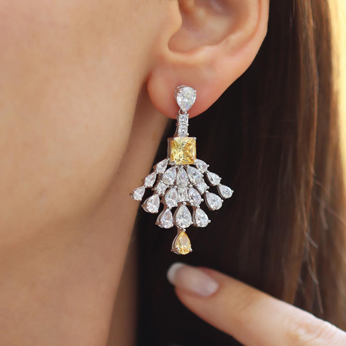 Damla Sitrin Taşlı Işıltı Gümüş Küpe