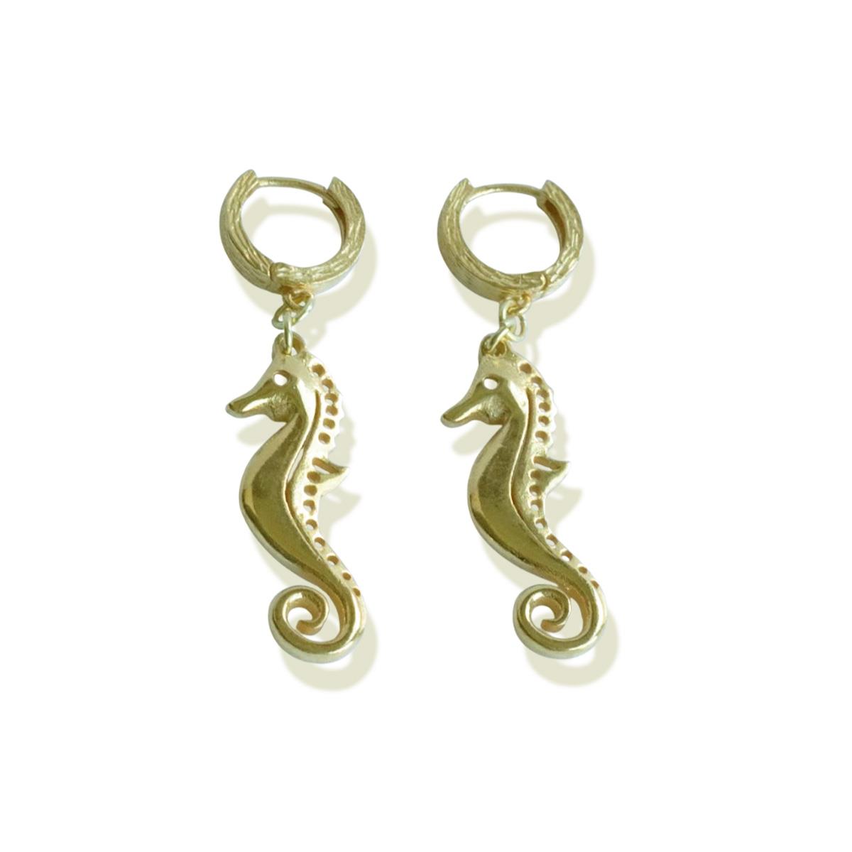 Deniz Atı Gold Gümüş Küpe