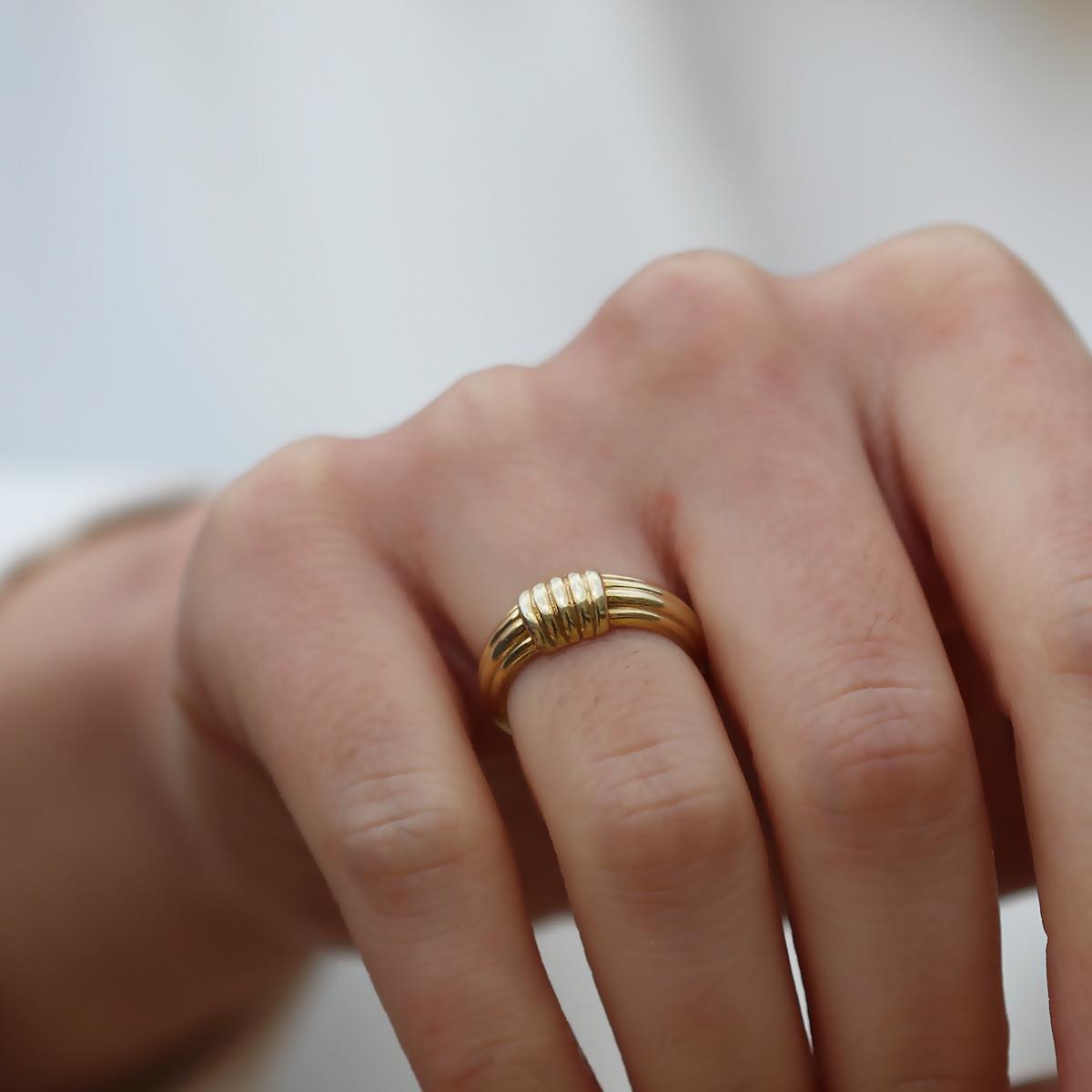 Düğüm Ayarlanabilir Gold Gümüş Yüzük