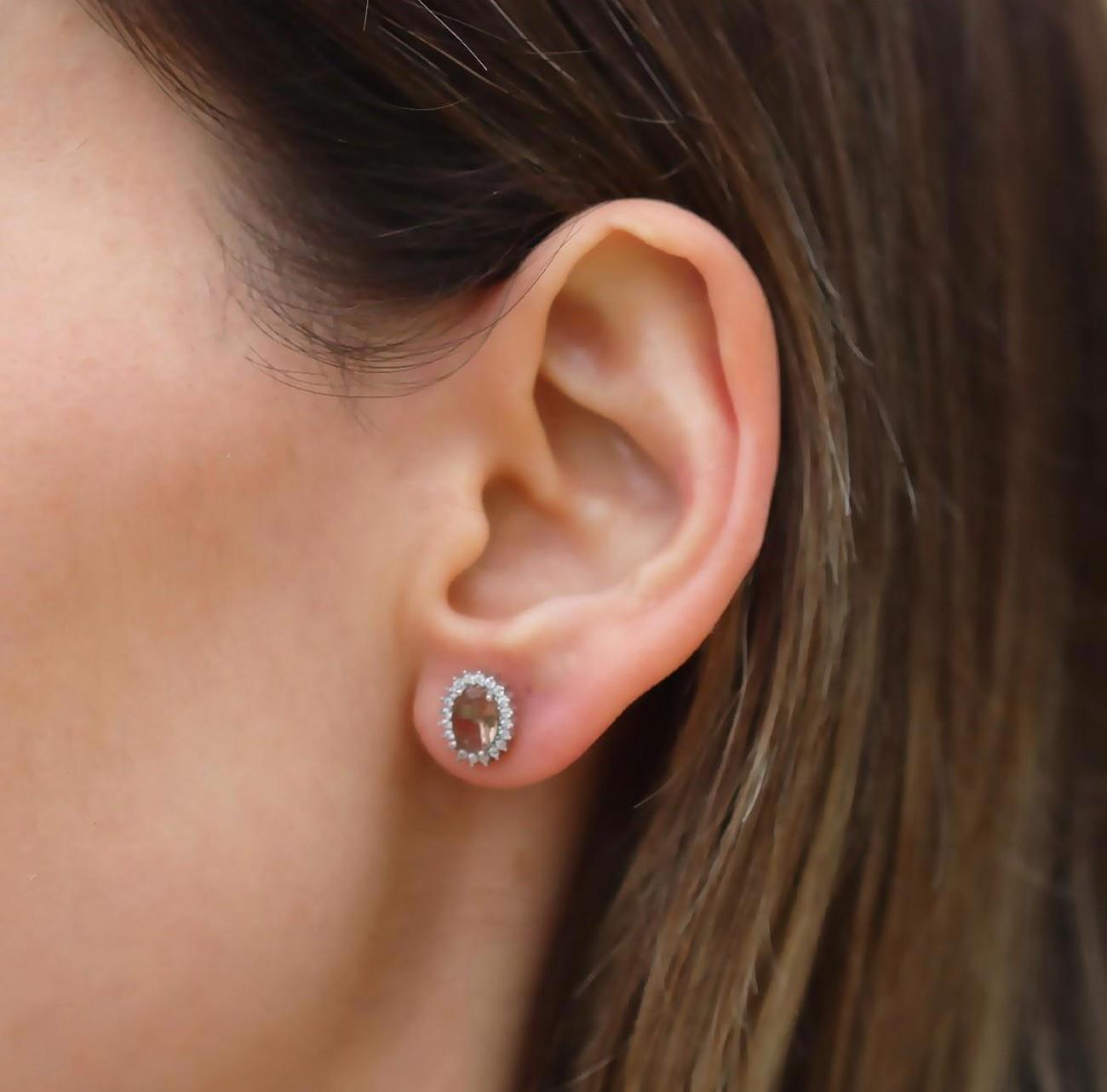 Elips Zultanit Taşlı Gümüş Küpe