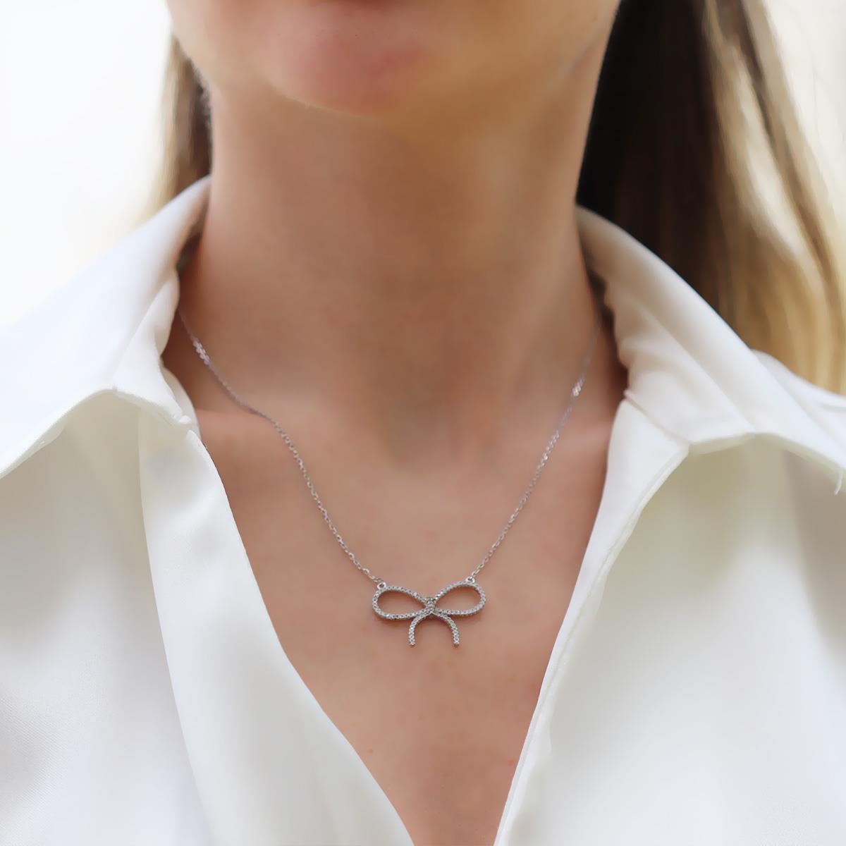 Fiyonk  Zirkon Taşlı Gümüş Kolye