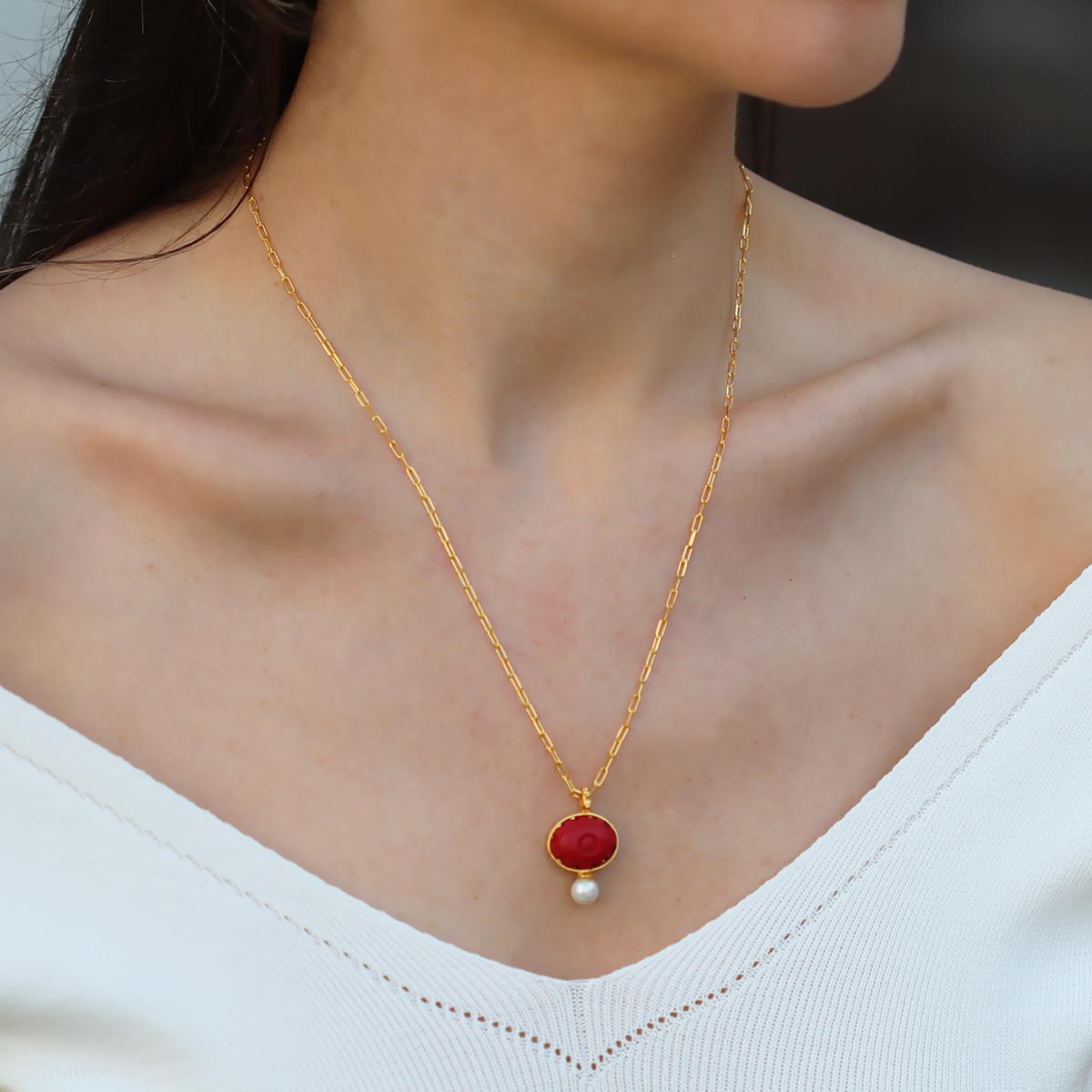 Göz İnci Trend Gold Gümüş Kolye