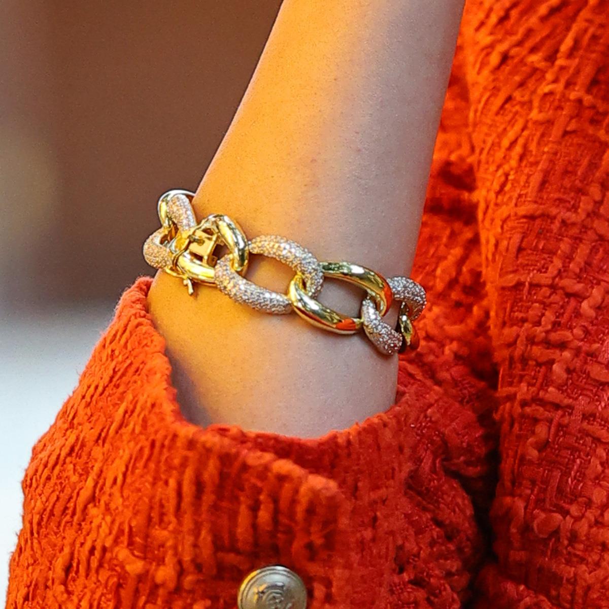 Gurmet Modeli Kaburga Gold Gümüş Bileklik