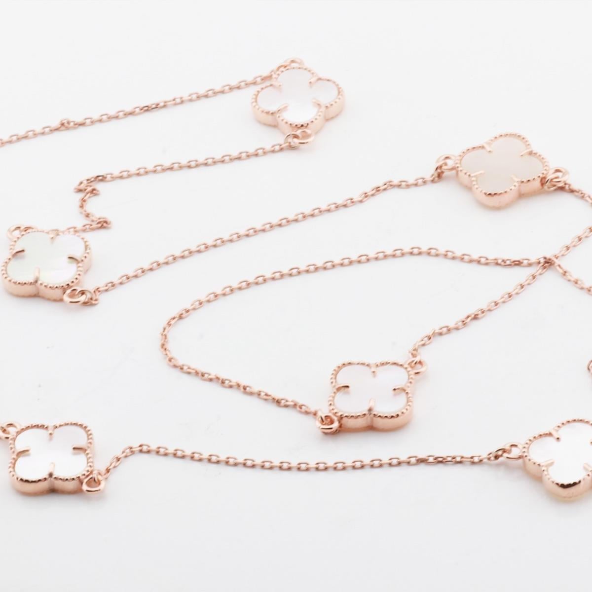İkonik Alhambra Sedef Taşlı Rose Gold Kaplama Gümüş Kolye