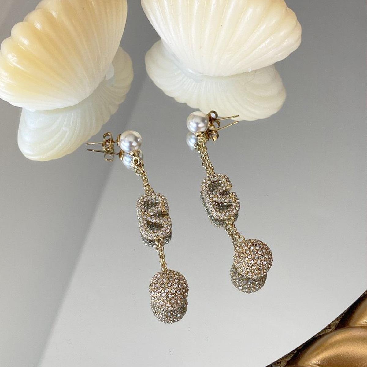 İnci Sallantılı Gold Çelik Küpe