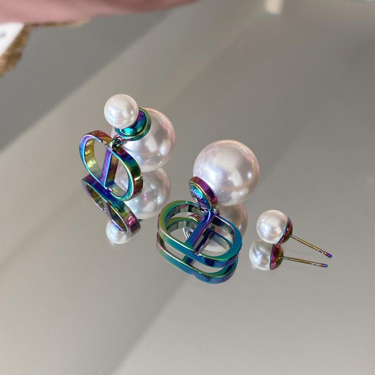 İncili Rainbow Color Çelik Küpe