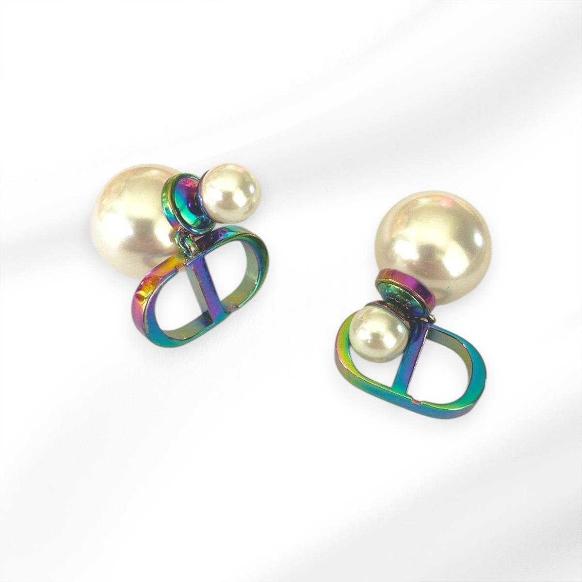 İncili Rainbow Color Çelik Küpe