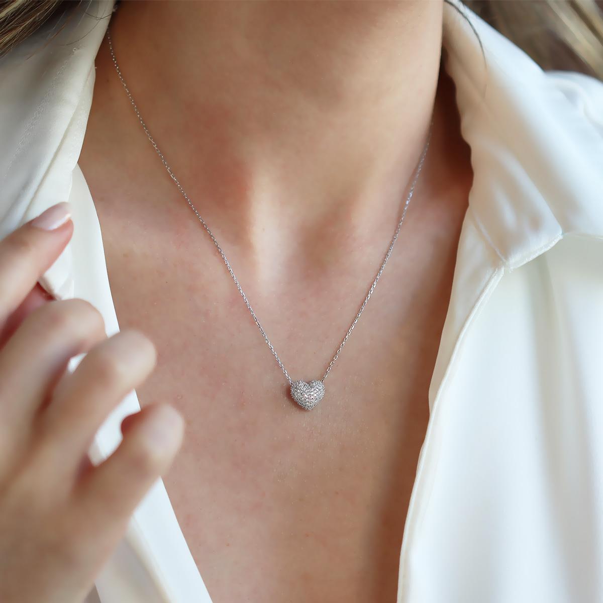 Kalp Taşlı Starlight Diamond Gümüş Kolye