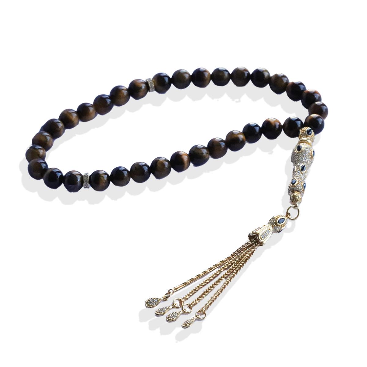 Kaplangözü Doğaltaşlı Gold Gümüş Tesbih