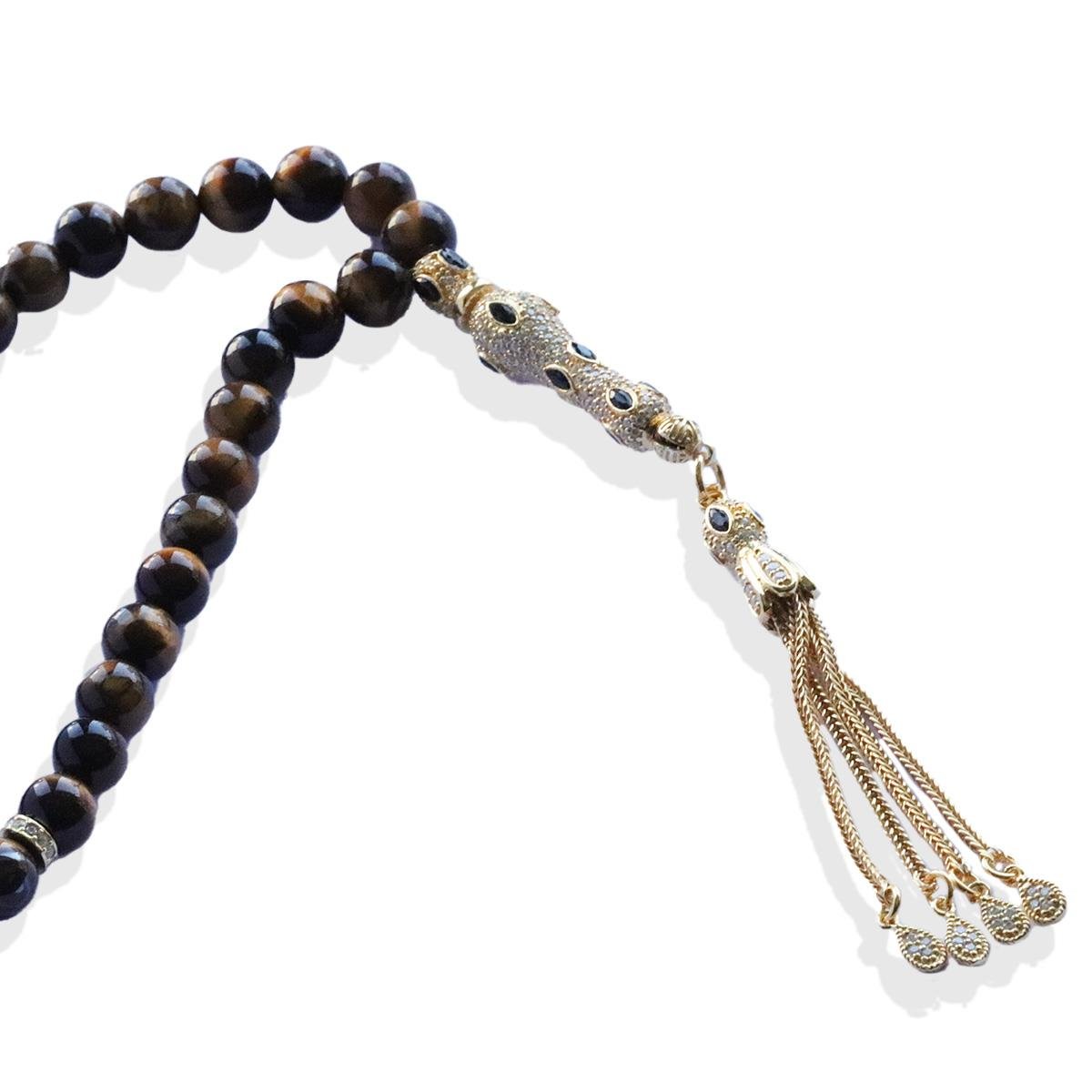 Kaplangözü Doğaltaşlı Gold Gümüş Tesbih