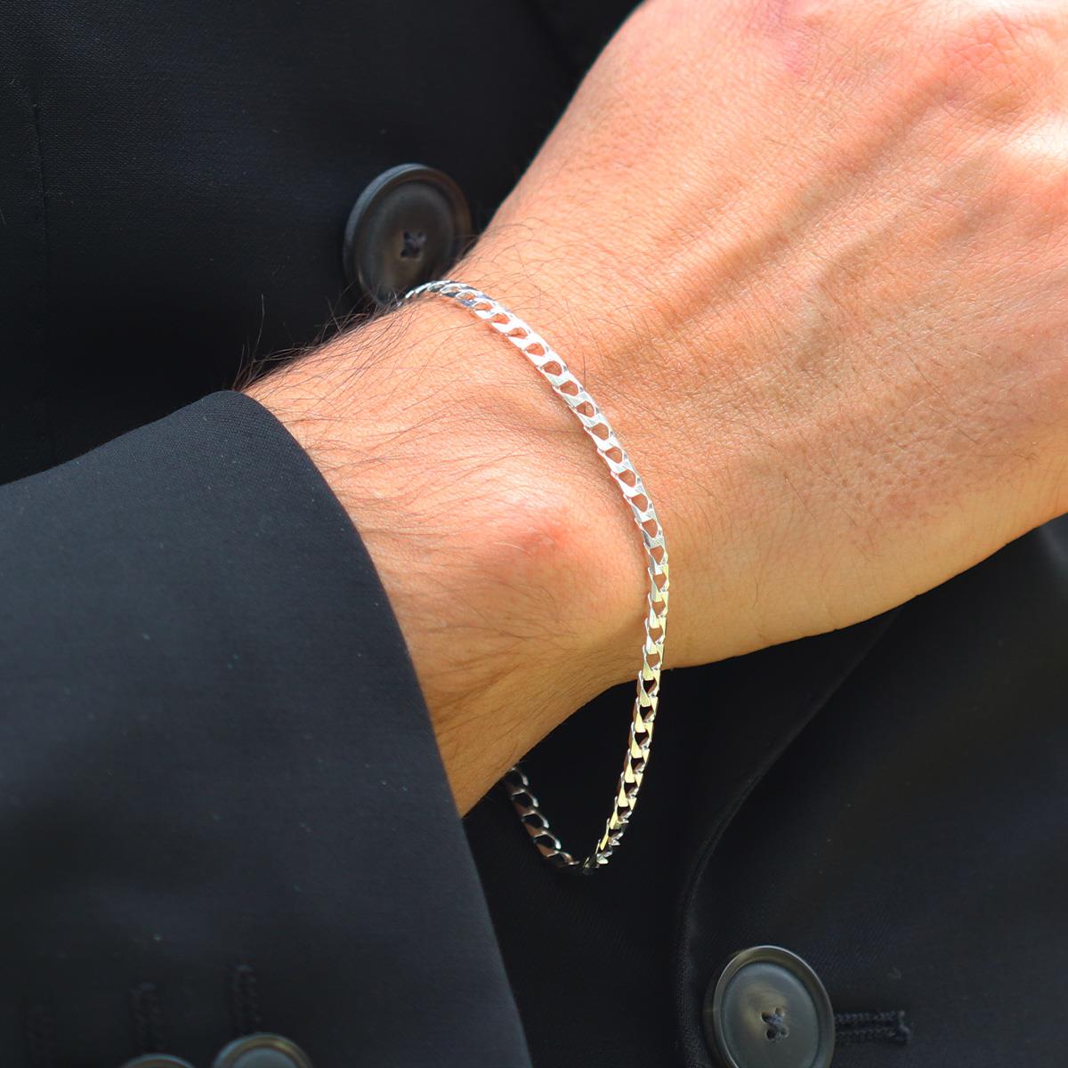 Kare Gurmet 3mm Gümüş Erkek Bileklik