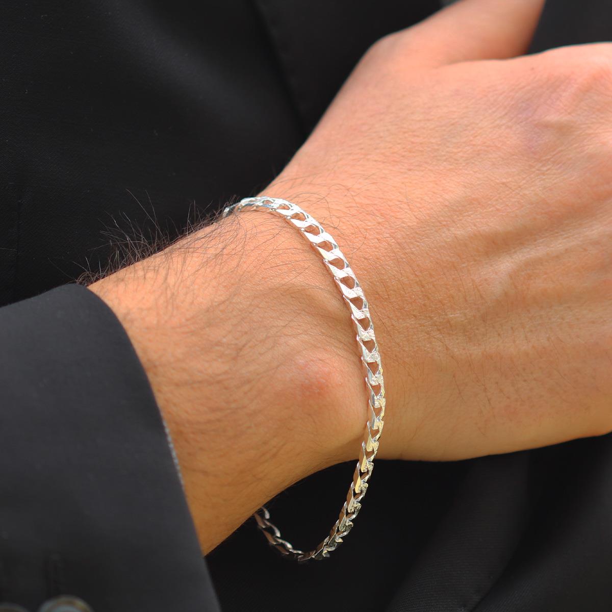 Kare Gurmet Modeli 5mm Gümüş Erkek Bileklik