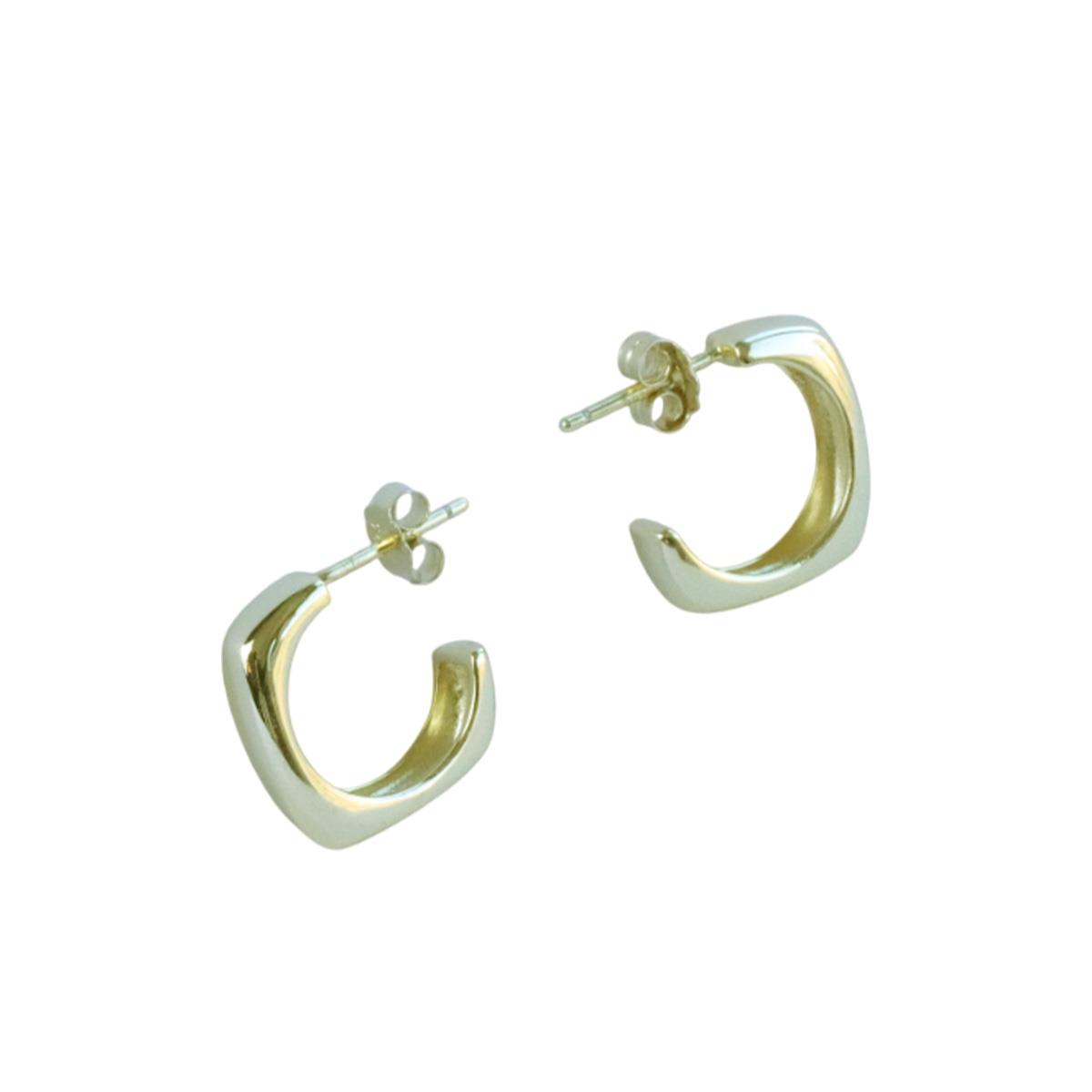 Kare Oval Gold Kaplama Gümüş Küpe