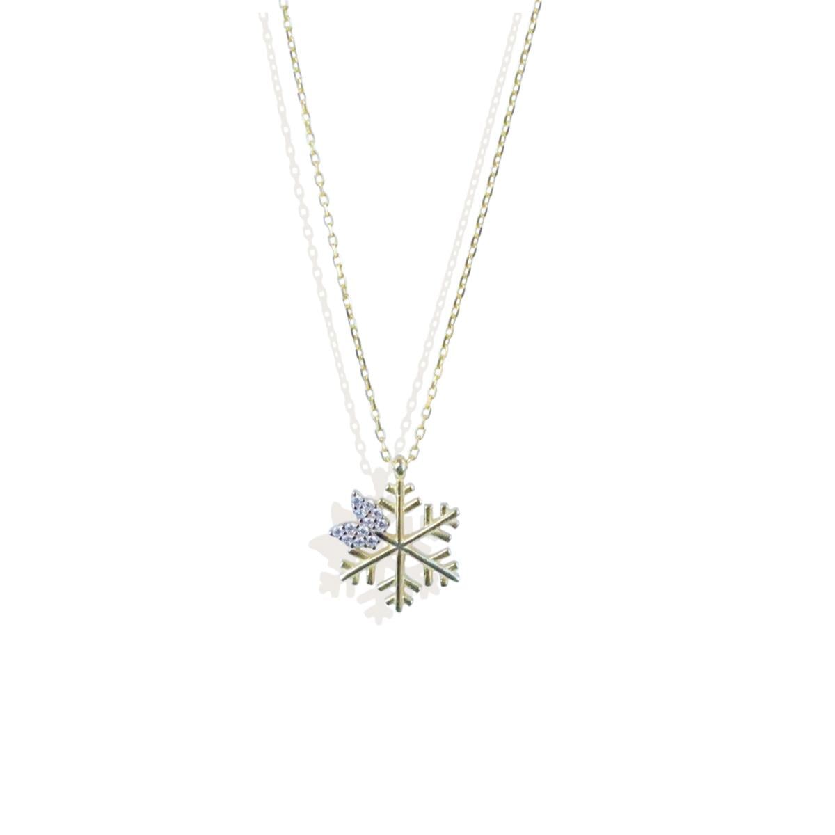 Kelebek Kar Tanesi Gold Gümüş Kolye