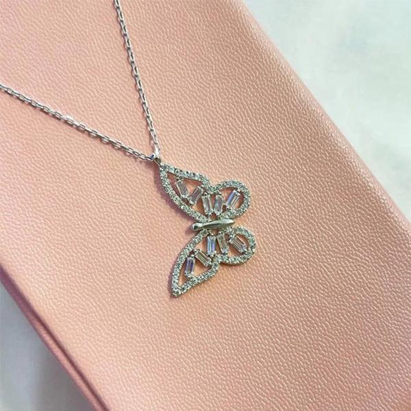 Kelebek Zirkon Taşlı Gümüş Kolye