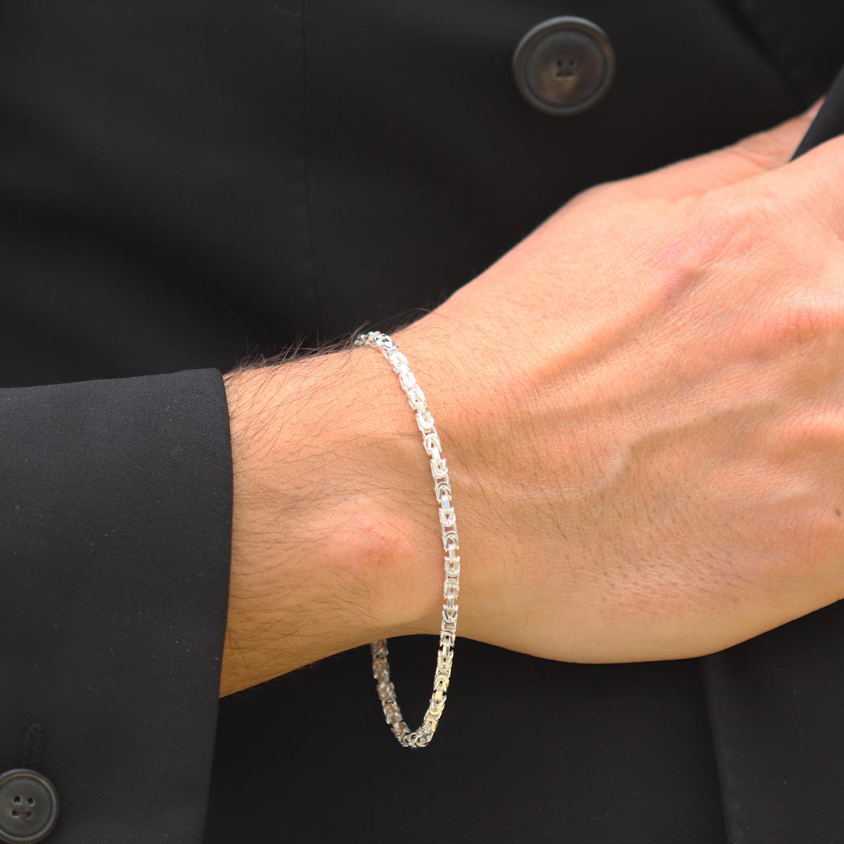 Kral Modeli 3mm Gümüş Erkek Bileklik