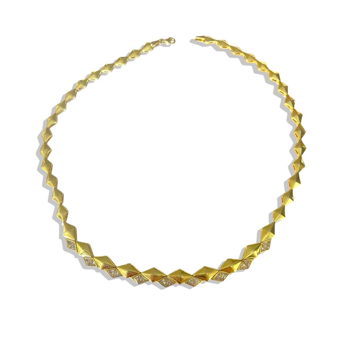 Mekik Taşlı Gold Trend Gümüş Kolye