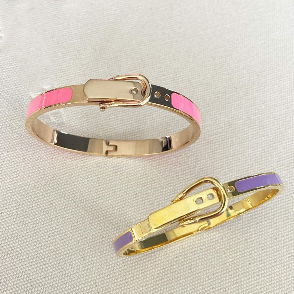 Mineli Rose Gold İkili Çelik Kelepçe