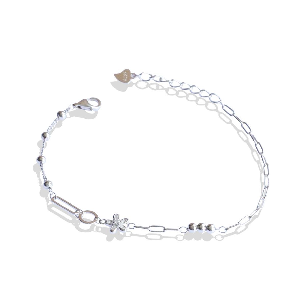 Mini Çiçek Zirkon Taşlı Gümüş Bileklik