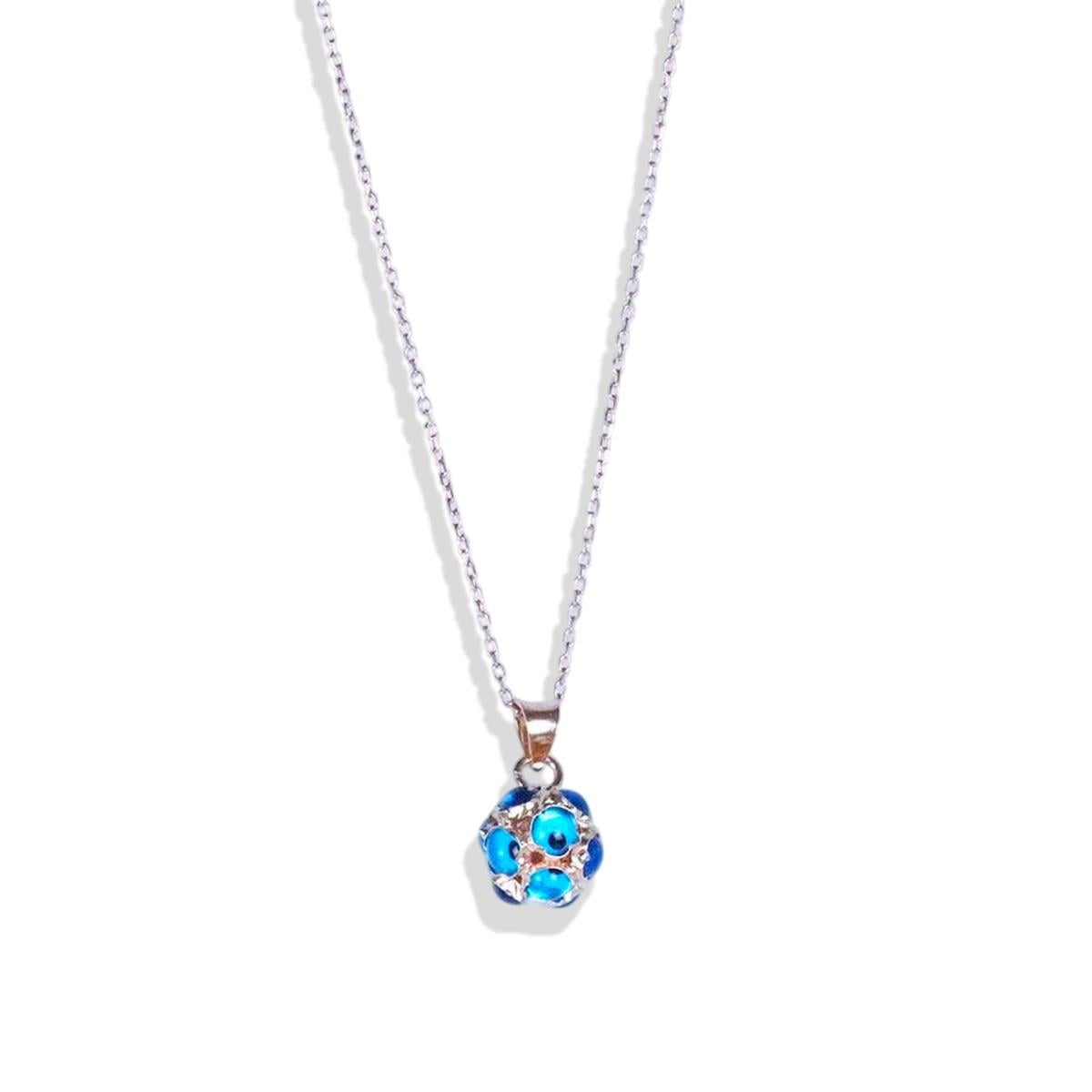 Nazar Boncuklu Rose Gold Kaplama Top Gümüş Kolye